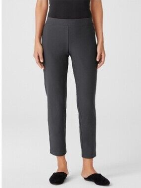 Eileen Fisher Washable Stretch Crepe Pants In Graphite Size Large